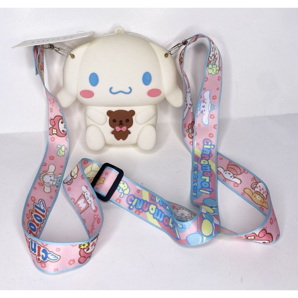 Rumi‎ Sanrio Cinnamoroll Crossbody Small Silicone Bag White Pink New Read